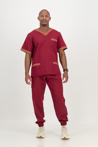 Men's Merlot Red Scrub Set - Ithemba Edition