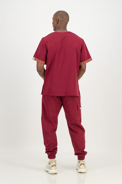 Men's Merlot Red Scrub Set - Ithemba Edition