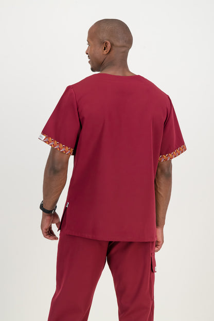 Men's Merlot Red Scrub Top - Ithemba Edition
