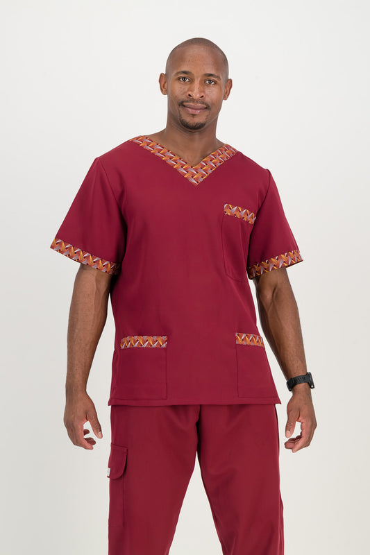 Men's Merlot Red Scrub Top - Ithemba Edition