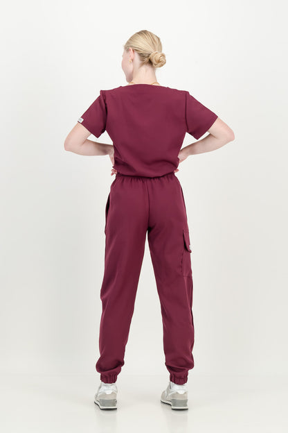 Women's Merlot Red Scrub Set
