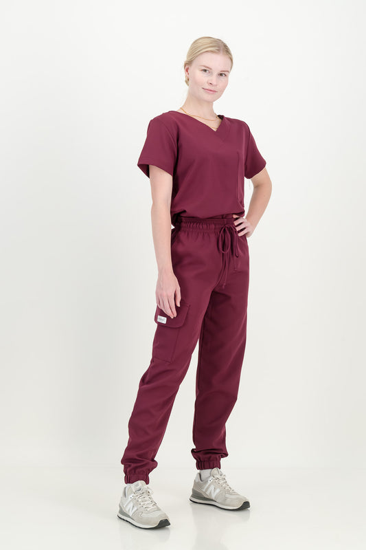 Women's Merlot Red Scrub Set