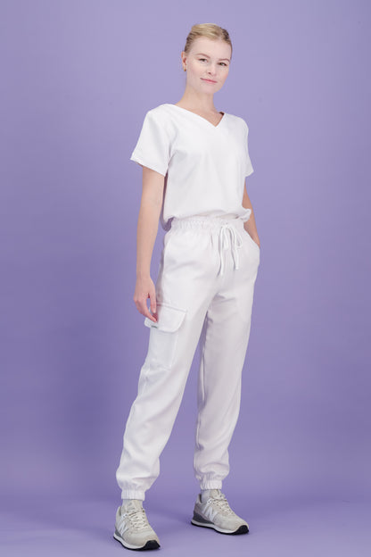 Women's Soft White Scrub Set