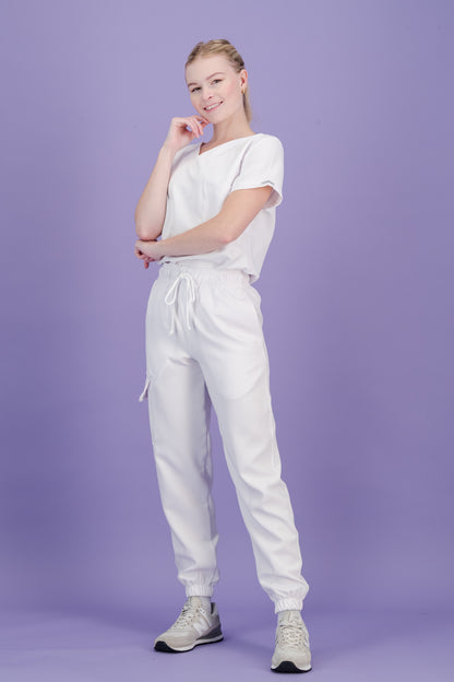 Women's Soft White Scrub Set