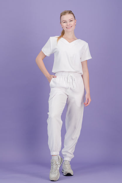 Women's Soft White Scrub Set