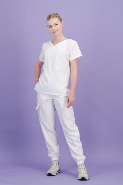 Women's Soft White Scrub Set